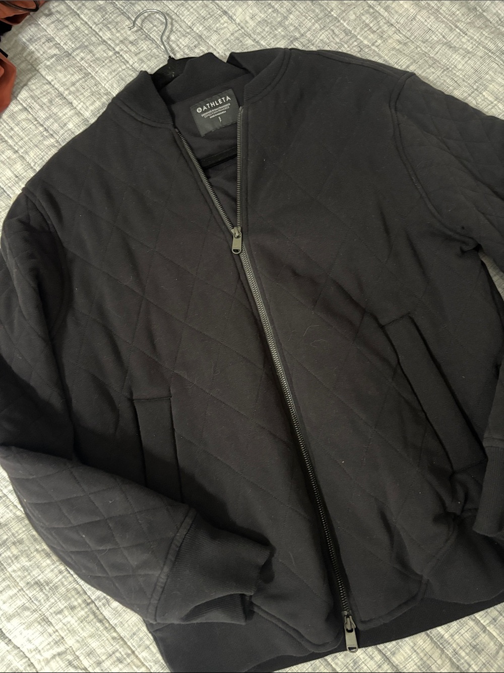 Athleta Womens Quilted Black Bomber Jacket